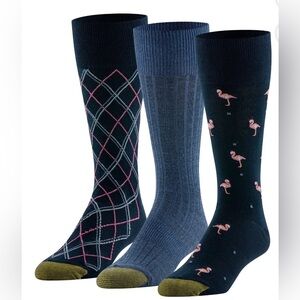 GOLDTOE Edition Mens Flamingos Crew Socks, 3-Pack